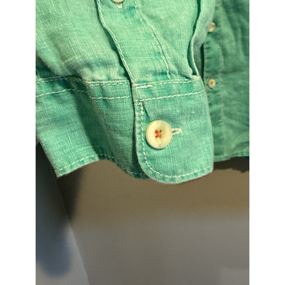 Tommy Bahama Mens L Green 100% Linen Button Down Shirt Relax Fit Long Sleeve - Picture 3 of 8